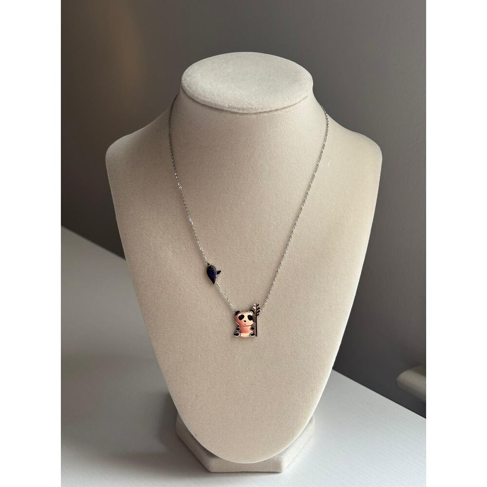 Cute Panda Necklace Stainless Steel Animal Pendant Dainty Gift Jewelry - Picture 2 of 7